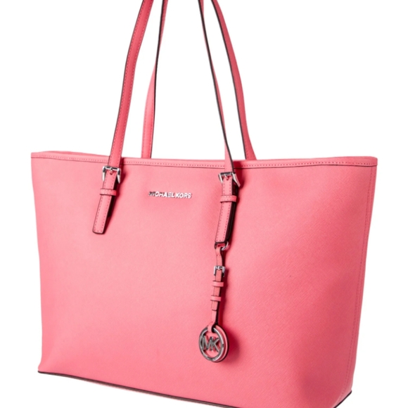 Michael Kors large rare Jet Set coral leather tote/shoulder bag - Picture 10 of 15